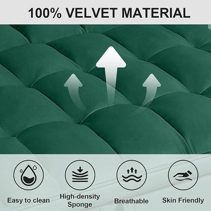 3 in1 Sofa Bed, Pull-Out Sleeper Sofa Bed with 3-Level Adjustable Backrest, Velvet Fabric Convertible Love Seat Sleepers Beds for Living Room & Bedroom & Apartment, Green