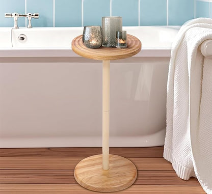 ZYBT Pedestal Side Table,10.24" Natural Wood Round Coffee Table, Drink Table Pedestal, Coffee Tables for Small Spaces, Martini Tables, Round Cocktail Small Side Tables for Living Room(Natural)