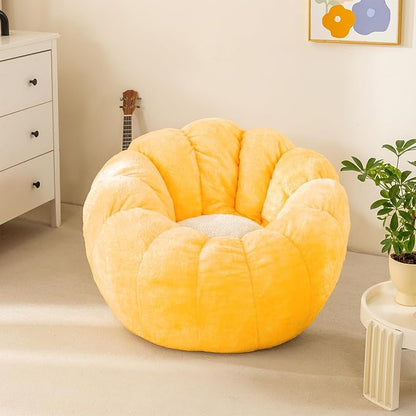 Pumpkin Bean Bag Sofa Chair, Bean Bag Chair with Filler for Teens, Kids, Toddler, Comfy and Lazy Sofa for Dorm, Apartment, Living Room and Bedroom, Orange
