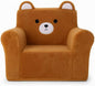 Cute Animal Toddler Foam Chair, Soft Faux Rabbit Fur, Comfy Toddler Lounge Chair and Couch with Arms, Removable Washable Cover, Kids Reading, Relaxing, for Playroom, Bedroom, Ages 1-3, Bear
