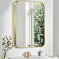 Matte Gold Mirror, 16x20 Inch Brushed Gold Mirror, Aluminum Alloy Framed Vanity Mirror, Rounded Rectangle Bathroom Mirror for Over Sink, Anti-Rust Wall Mirror (Horizontally or Vertically)