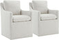 Upholstered Dining Chairs with Casters No Assembly Modern Accent Armchair with Rollers for Diningroom Bedroom Livingroom Reading Room,Linen,2 Boxs