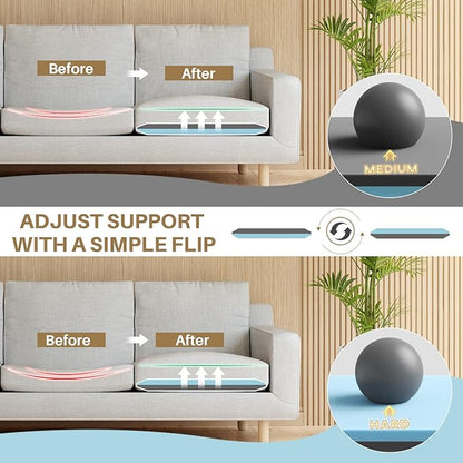 Couch Cushion Support for Sagging Cushions 20''x20'', Two in One Sofa Cushion Support to Repair Sagging Seats, Lift Saggy Seats, Extend Couch's Life, Blue & Grey 1PC