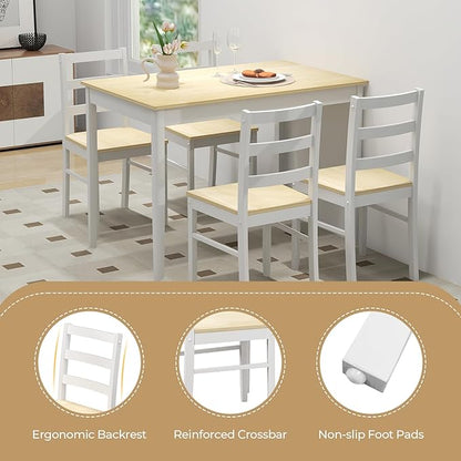 Giantex Dining Table Set for 4, Dining Room Table Set for 4, Breakfast Nook with Kitchen Table, 4 Dining Chairs, Compact Space-Saving Dinette Set for Small Space, Kitchen Table Chairs Set of 4 (Beige)