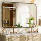 30 x 40 Inch Bathroom Mirror, Rounded Rectangular Vanity Mirror for Wall, Modern Mirror for Room Decor, Black Framed Wall-Mounted Mirrors for Home Decor, Hangs Horizontally or Vertically