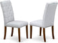 East West Furniture ELP8T05 Elsa Parson Dining Chairs - Button Tufted Nailhead Trim Grey Linen Fabric Upholstered Chairs, Set of 2, Walnut
