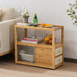 Bamboo Side Table Nightstand with Rattan Drawer & Glass Top – Multi-Function End Table, Nightstands with Storage for Bedroom, Living Room, and Small Spaces, Nature
