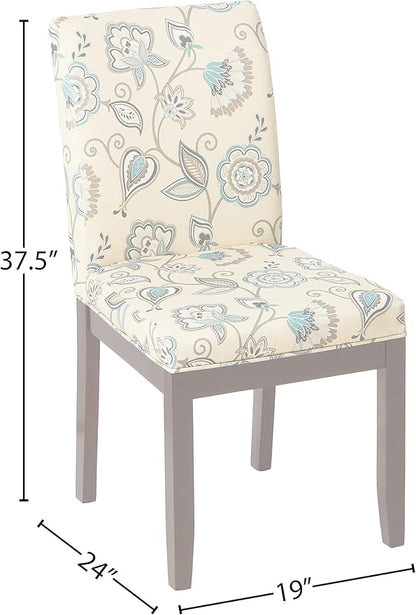 OSP Home Furnishings Dakota Upholstered Parsons Chair with Espresso Finish Wood Legs, Avignon Sky