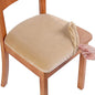 Smiry Velvet Seat Covers for Dining Room Chair Set of 4, Stretch Fit Removable Washable Chair Seat Cushion Protector Slipcovers with Ties, Beige