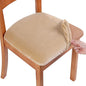 Smiry Velvet Seat Covers for Dining Room Chair Set of 6, Stretch Fit Removable Washable Chair Seat Cushion Protector Slipcovers with Ties, Beige