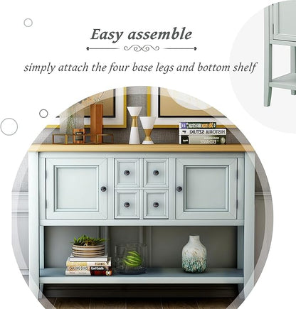 Merax Modern Wood Buffet Sideboard with Drawers and Bottom Shelf Console Table for Living Room Dinning Room Kitchen (Lime White)