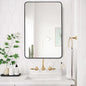 24"x36" Bathroom Wall Mirror with Matte Black Metal Frame & HD Glass, Copper-Free Mirrors Modern Rectangle Round Corner Framed Vanity Mirror - Horizontal or Vertical Installation