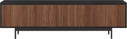 Henn&Hart Rectangular TV Stand for TV's up to 75" in Natural Black/Medium Walnut, for Home, Living Room, Bedroom, Entertainment Room, Office