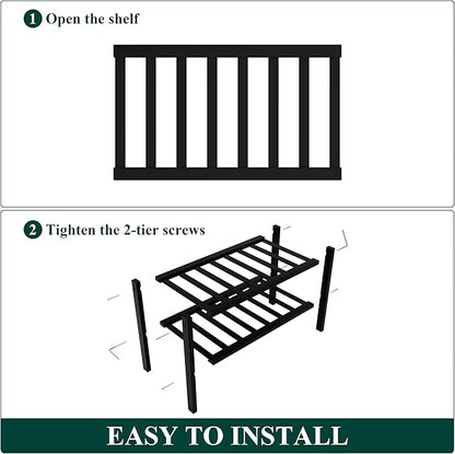 Smiry Shoe Rack, 2 Tier Small Bamboo Shoe Organizer, Stackable Free Standing Wooden Shoe Storage Shelf for Closet, Entryway, Front Door Entrance, Black