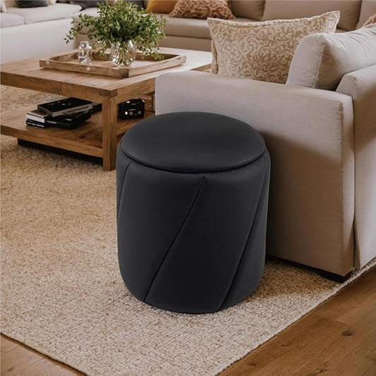 Get Set Style Modern Round Ottoman with Soft Padded Seat, Multifunctional Vanity Chairs for Makeup, Upholstered Footrest Stool Ottoman Foot Stool for Living Room, Bedroom