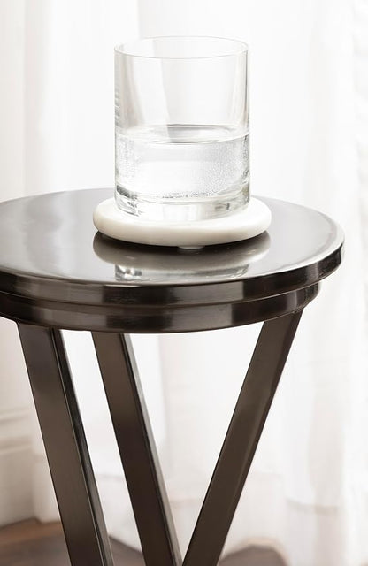 Kate and Laurel Aja Modern Metal Round Drink Table, 9 x 9 x 22, Gray Gunmetal, Decorative Geometric Pedestal Table with Circular Tabletop for Use as Metal Indoor Plant Stand