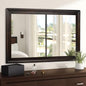 CULER Rustic Wood Wall Mirror for Bathroom,Rectangle 24 x 36 inch Hanging Black Mirrors with Wooden Frame for Living Room,Bedroom,Entryway(Dark Walnut)