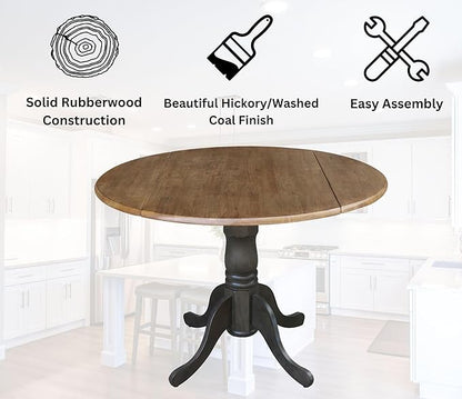 International Concepts 42 Inch Dual Drop Leaf Dining Height Table, Hickory/Washed Coal.