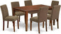 East West Furniture CAAB7-MAH-18 7 Piece Modern Dining Table Set Consist of a Rectangle Wooden Table and 6 Coffee Linen Fabric Upholstered Chairs, 36x60 Inch, Mahogany