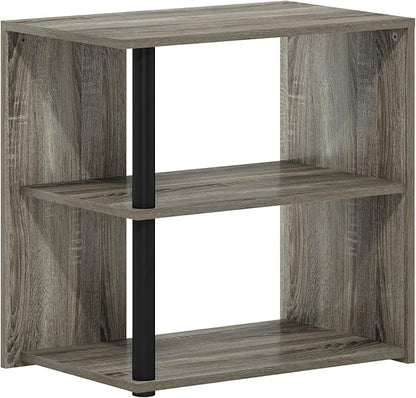 Furinno Romain 2-Tier End Table, French Oak/Black