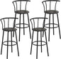 VECELO Bar Stools Set of 4, Swivel Counter Barstools with Backrest, Bar Height Chairs for Dining Room, Kitchen Island, Pub, Easy Assembly, Grey