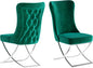 Ottomanson Royal Dining Chairs Set of 8 – Upholstered Tufted Microfiber, Assembled, Silver Metal Legs, Beech Wood Frame, 350 lb Capacity, Green