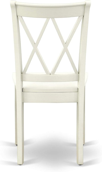 East West Furniture DOCL9-LWH-W 9 Piece Dining Table Set Includes a Rectangle Dinner Table with Butterfly Leaf and 8 Dining Room Chairs, 42x78 Inch, Linen White