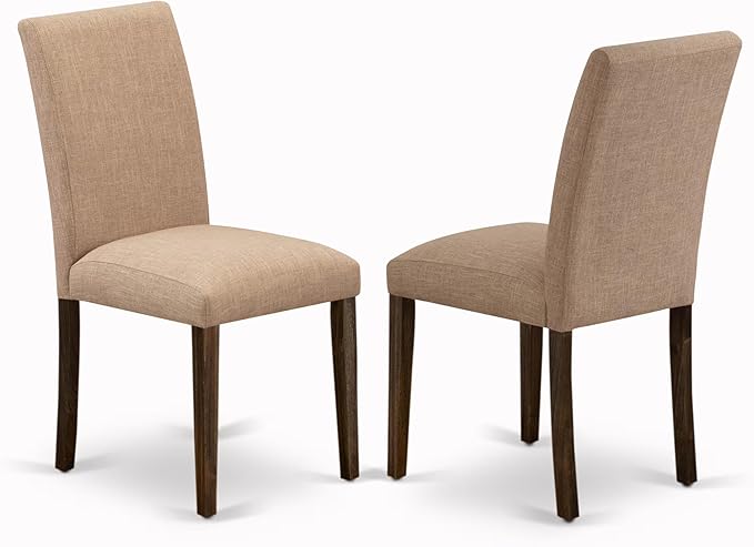 East West Furniture V727AB747-5 5 Piece Kitchen Table Set for 4 Includes a Rectangle Dining Room Table with V-Legs and 4 Light Sable Linen Fabric Parsons Chairs, 40x72 Inch, Multi-Color