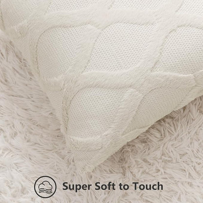 decorUhome Throw Pillow Covers 12x20 Inch Set of 2, Soft Plush Faux Fur Wool Lumbar Beige Couch Pillow Covers, Decorative Neutral Pillow Cases for Bed Sofa Living Room Home Decor