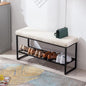Zesthouse Boucle Shoe Bench Entryway with Storage, Upholstered Bench for Bedroom End of Bed, Metal Shoe Rack for Closet Hallway Doorway Living Room Mudroom, White