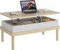 Shintenchi Coffee Table, Lift Top Coffee Table with Hidden Compartment, Rising Tabletop Dining Table, Lift Top Coffee Center Table for Living Room, Office, Home (Oak)