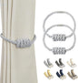 BEL AVENIR Magnetic Curtain Tiebacks, Decorative Drapery Holdbacks Modern Woven Tie-Backs with Exquisite Knot (Sliver, 2 Pack)