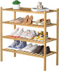 4 Tier Bamboo Shoe Rack for Closet Free Standing Wood Shoe Shelf for Entryway Small Space Stackable 27"x11"x26" (Natural)