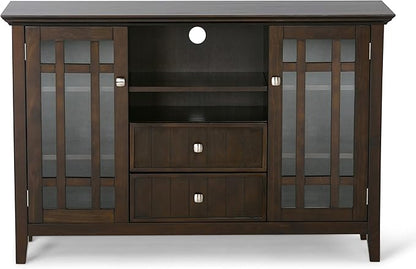 SIMPLIHOME Bedford SOLID WOOD 53 Inch Wide Transitional TV Media Stand in Dark Tobacco Brown for TVs up to 60 Inches, For the Living Room and Entertainment Center