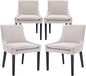COLAMY Modern Dining Chairs Set of 4, Upholstered Corduroy Accent Side Leisure Chairs with Mid Back and Wood Legs for Living Room/Dining Room-Beige