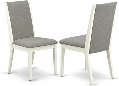 East West Furniture MZLA5-LWH-06 5 Piece Dining Table Set for 4 Includes a Rectangle Kitchen Table with Dropleaf and 4 Shitake Linen Fabric Parson Dining Chairs, 36x54 Inch, Linen White