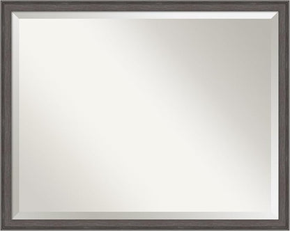 Amanti Art Silver Bathroom Mirror for Over Sink, 24x30 Florence Pewter Rectangle Vanity Mirror, Large Casual Frame, Hangs Horizonally and Vertically, Bathroom Wall Decor, Beveled Edge from WI, USA