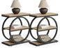 LITTLE TREE End Table Set 2, Side Table with 3-Tier Storage Shelves, Small Sofa Side Table for Living Room, Wooden Side End Table with Double Round Metal Legs, Slim Nightstand and Bedside Table, Oak