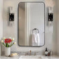 ANDY STAR Black Bathroom Mirror, 24”x40” Rounded Corner Rectangle Mirror, Modern Metal Frame Bathroom Vanity Mirror(Matte Black Finish)