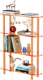 Clear Bookshelf, Acrylic Bookcase with Open Book Shelf for Office Living Room Bedroom (4 Tier Orange)