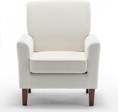 Container Furniture Direct Contemporary Accent Arm Chair with Birch Wood Frame and Velvet Upholstery, Armchair for Office and Living Room Decor, Removable Cushions, Beige