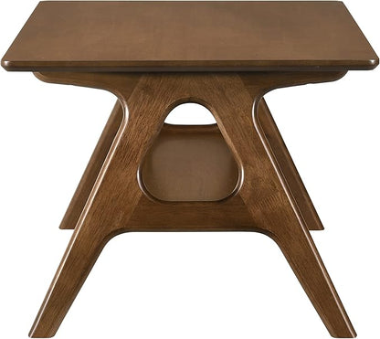 Roundhill Furniture Arona 3-Piece Coffee Table Set, Coffee Table and Two End Tables, Walnut