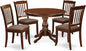 East West Furniture HBDA5-MAH-C 5 Piece Dinette Set for 4 Includes a Round Dining Room Table with Pedestal and 4 Linen Fabric Kitchen Dining Chairs, 42x42 Inch, Mahogany