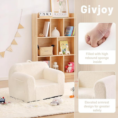 Toddler Chair Plush Couch, Comfy Kids Sofa Lounger for Bedroom, Convertible Couch for Girls & Boys, Reading Chair