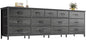 Huuger 70 Inch Dresser for Bedroom, TV Stand for 65, 75, 80 Inch TV, 13 Fabric Drawer Long Dresser, Large Entertainment Center for Bedroom, Wide Chest of Drawer with Storage, Charcoal Black