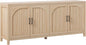 Walker Edison Sasha 4-Door Reeded Sideboard Buffet with Cord Management, 70 Inch, Coastal Oak