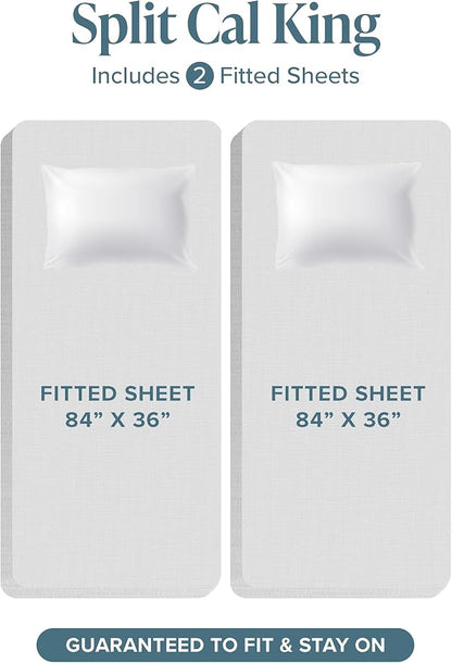 Bare Home Split California King Sheet Set - 1800 Ultra-Soft Microfiber Split California King Bed Sheets - Double Brushed - Deep Pockets - Easy Fit - 5 Piece Set - Bed Sheets (Split Cal King, Cream)
