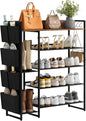 Brown 5-Tier Shoe Organizer - Free Standing Shoe Rack with Storage Bag for High Heels, Entryway, Hallways, Closets, Dormitory Rooms