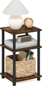 Furinno Just 3-Tier Turn-N-Tube End Table, 1-Pack, Amber Pine/Black