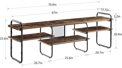 VECELO TV Stands up to 75 Inch,Entertainment Center/Media Console Table with Adjustable Storage Shelves for Living Room/Bedroom